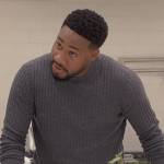 Anthony’s gray ribbed sweater on Grand Crew