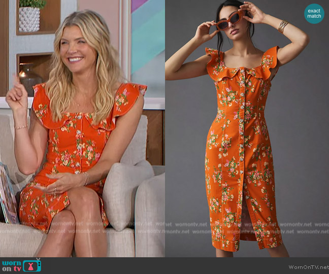 Anthropologie By Anthropologie Buttondown Dress worn by Amanda Kloots on The Talk