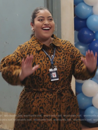 Ashley’s leopard mini dress on Abbott Elementary