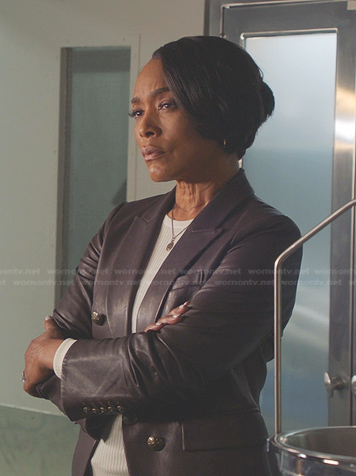 Athena’s brown leather blazer on 9-1-1