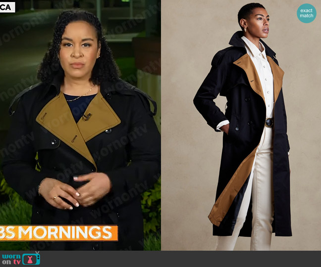 Banana Republic Contrast Twill Trench worn by Elise Preston on CBS Mornings