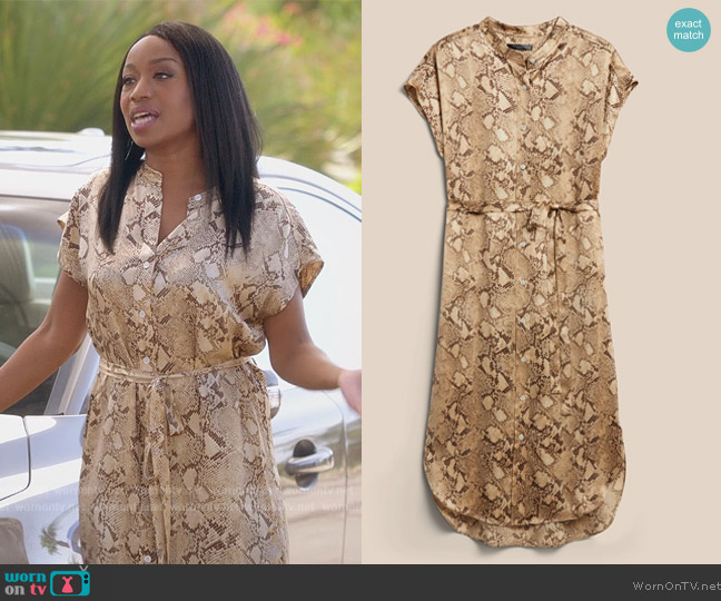Banana Republic Serenade Silk Shirtdress worn by (Maya Lynne Robinson) on Grand Crew