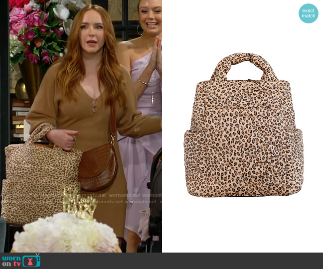 Beis x Elsa Hosk Backpack Tote in Wild Child worn by Mariah Copeland (Camryn Grimes) on The Young and the Restless