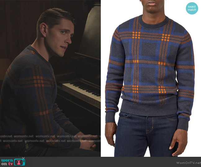 Ben Sherman Jacquard Check Cotton Crewneck Sweater worn by (Casey Cott) on Riverdale