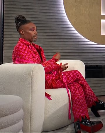 Billy Porter’s pink checked blazer and pants on E! News