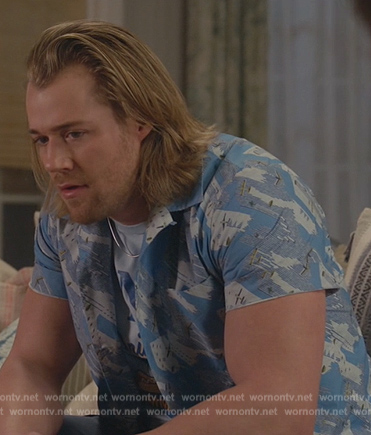JJ’s blue printed shirt on All American