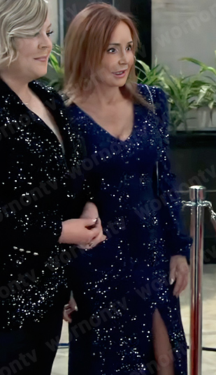 Bobbie’s blue sequin Nurses Ball 2023 gown on General Hospital