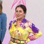 Bobbie’s yellow and purple tie dye shirt and skirt on Today