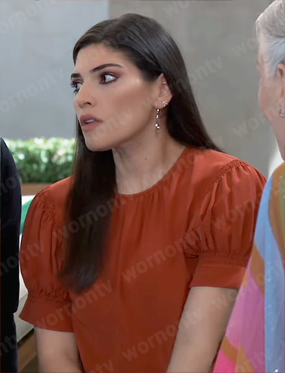 Brook Lynn’s red puff sleeve top on General Hospital