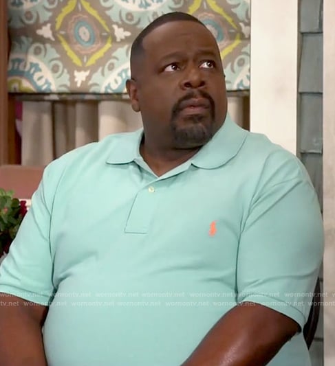 Calvin’s mint green polo shirt on The Neighborhood