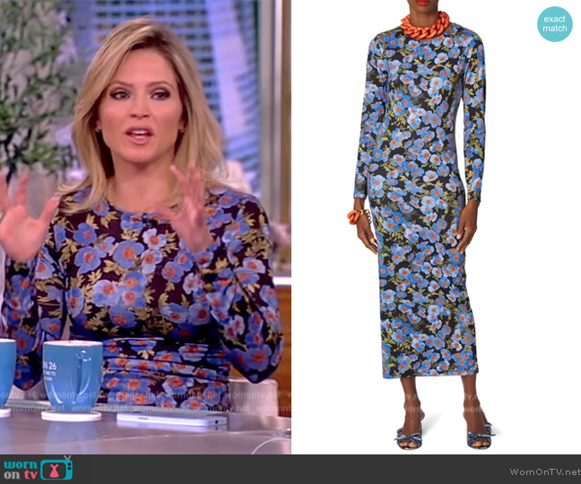 Carolina Herrera Anemone Print Long Sleeve Jersey Midi Dress worn by Sara Haines on The View