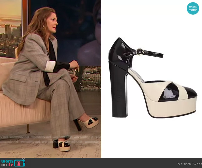 Celine Two tone Mary Jane Heels worn by Drew Barrymore on The Drew Barrymore Show