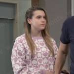Charlotte’s purple heart sweater on General Hospital