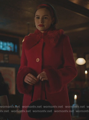 Cheryl’s red shearling trim coat on Riverdale