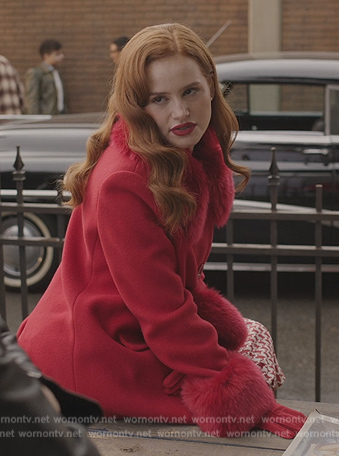 Cheryl’s red shearling trim coat on Riverdale