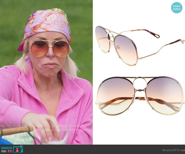 Vicky 61mm Round Aviator Sunglasses worn by Margaret Josephs on The Real Housewives of New Jersey