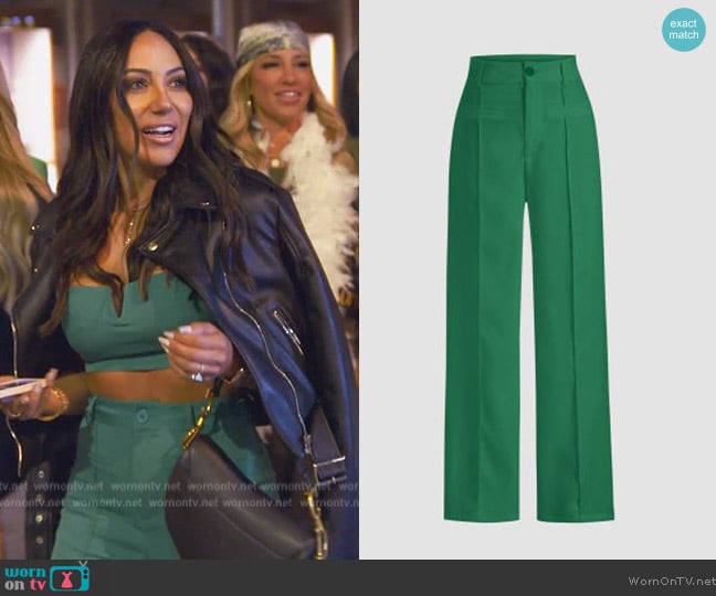 Cider Solid Stitch Straight Leg Trousers worn by Melissa Gorga on The Real Housewives of New Jersey