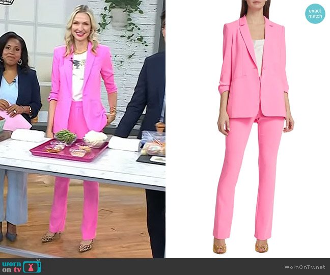 Cinq a Sept Khloe Crepe Ruched Blazer worn by Catherine McCord on Today