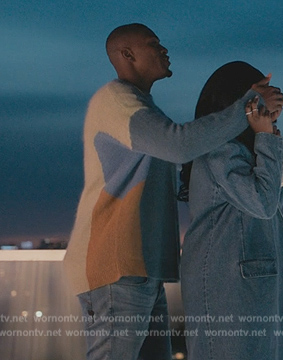 Lemarcus’s blue colorblock sweater on Bel-Air