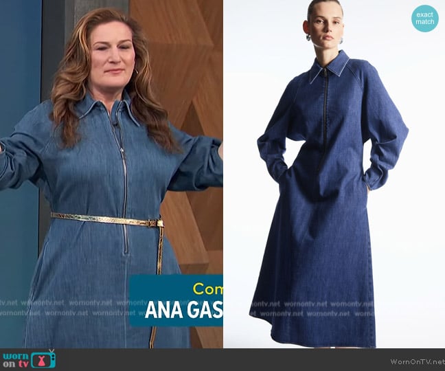 Cos Zip-Up Denim Shirt Dress worn by Ana Gasteyer on Access Hollywood