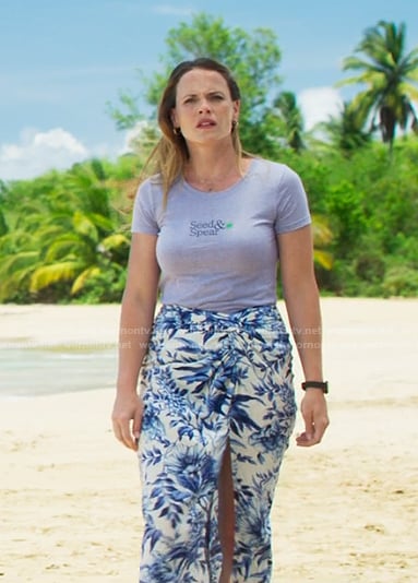 Courtney’s blue floral skirt on Fantasy Island