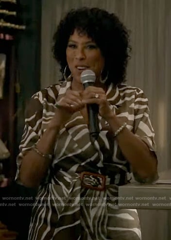 Cricket’s zebra striped shirtdress on Not Dead Yet
