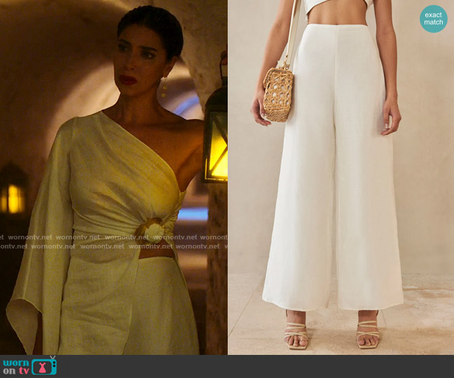 Cult Gaia Kora Pants worn by Elena Roarke (Roselyn Sanchez) on Fantasy Island