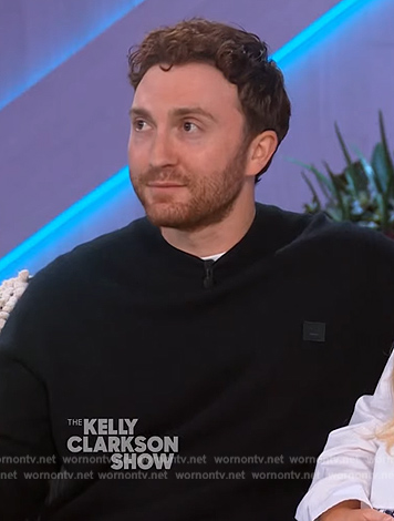 Daryl Sabara’s black face logo sweater on The Kelly Clarkson Show