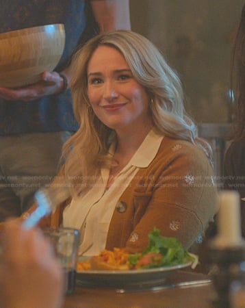 Davia’s brown floral cardigan on Good Trouble