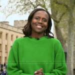 Deborah’s green ribbed sweater on Good Morning America