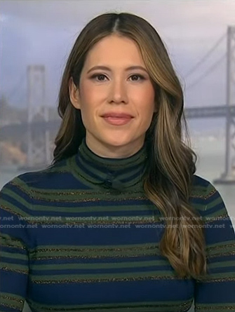 Deirdre Bosa’s metallic striped turtlneck sweater on NBC News Daily