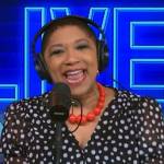 Deja Vu’s black polka dot dress on Live with Kelly and Ryan