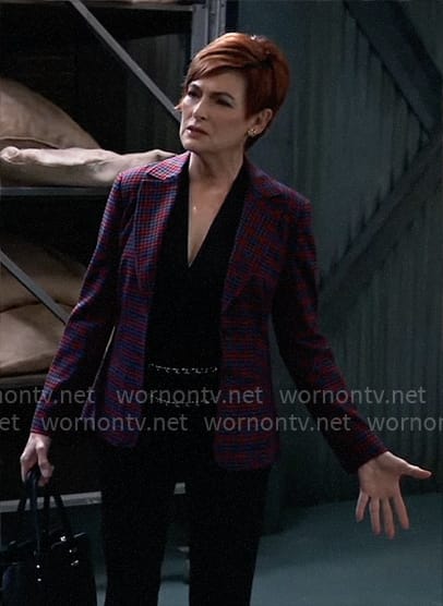 Diane’s red and blue plaid blazer on General Hospital