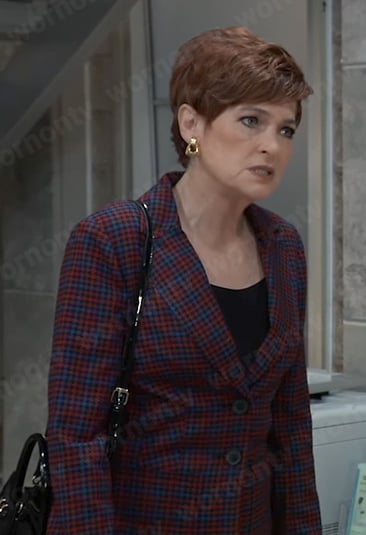 Diane’s red and blue plaid blazer on General Hospital