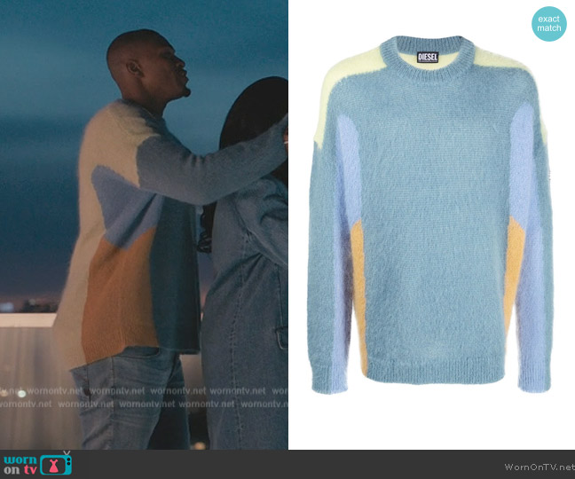 Diesel Colour-Block Knit Jumper worn by (Justin Cornwell) on Bel-Air