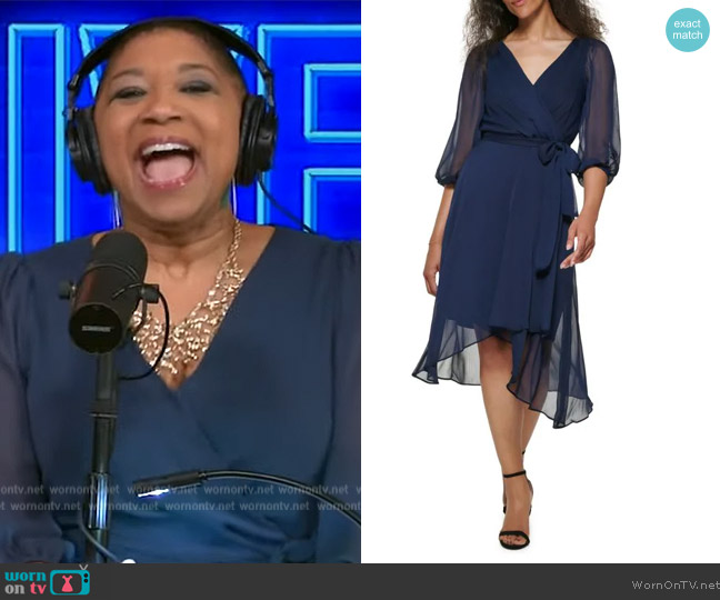 DKNY Belted Puff Sleeve Dress worn by Deja Vu on Live with Kelly and Mark