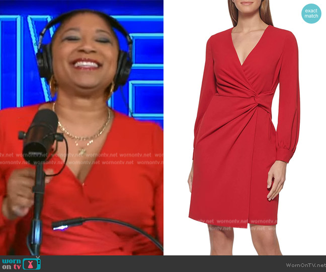 DKNY Long Sleeve Side Knot Sheath worn by Deja Vu on Live with Kelly and Mark