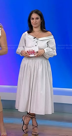 Donna’s white striped off-shoulder dress on Today