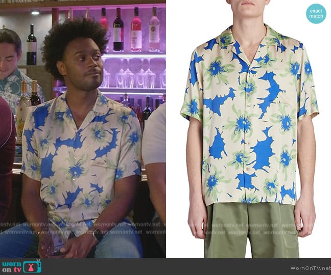 Dries Van Noten Boxy-Fit Camp Shirt worn by Noah Koles (Echo Kellum) on Grand Crew