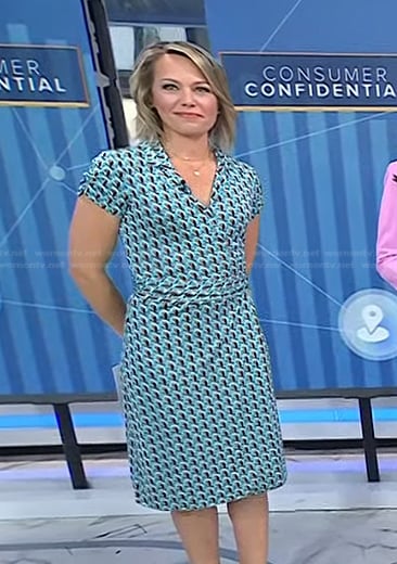 Dylan’s blue printed wrap dress on Today
