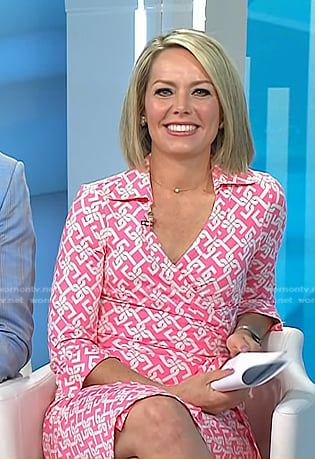 Dylan’s pink geometric print wrap dress on Today