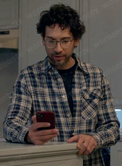 Edward’s blue and white plaid shirt on Not Dead Yet