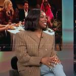 Ego Nwodim’s brown pinstripe blazer on Access Hollywood