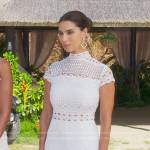 Elena’s white lace jumpsuit on Fantasy Island
