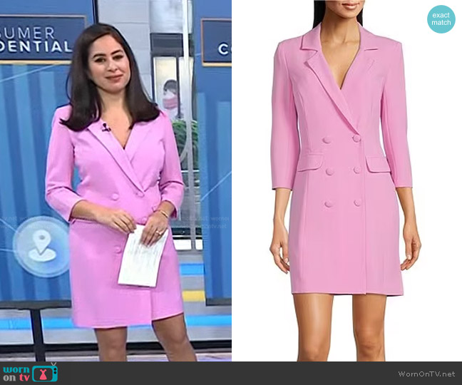 Eliza J Long Sleeve Collared Jacket Tuxedo Dress worn by Seema Mody on Today