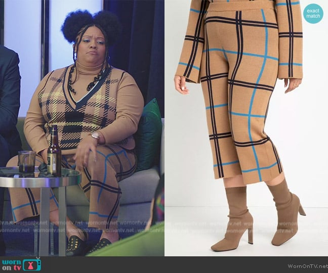 Eloquii Cropped Wide Leg Sweater Pant worn by Dori Ovens (X Mayo) on American Auto