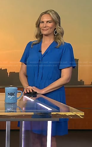 Emily West’s blue tie neck dress on Today