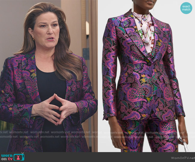Etro Multicolor Brocade Blazer worn by Katherine Hastings (Ana Gasteyer) on American Auto