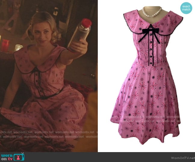 Vintage Dress Room Vintage Astro Print Retro Dress worn by Betty Cooper (Lili Reinhart) on Riverdale