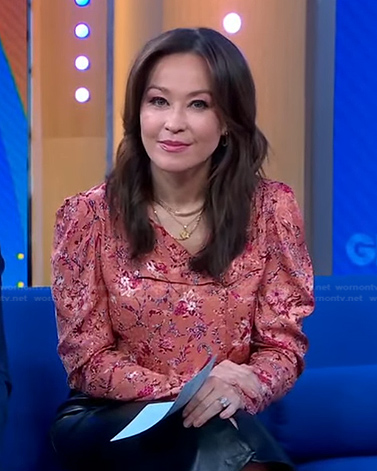 Eva’s pink floral top on Good Morning America